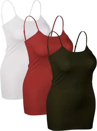 Miniatura 115 de Emmalise Camisola larga casual básica para mujer, con tirantes ajustables, top en capas