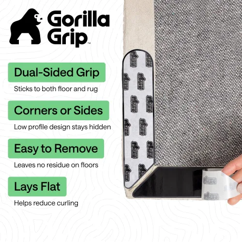 Miniatura 2 de Gorilla Grip Premium - Pinzas de esquina y laterales para suelos duros, pendientes de patente antirizo, reutilizables, esquinas que se ajustan