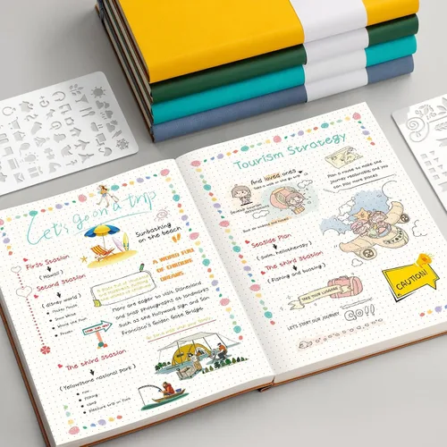Miniatura 7 de AHGXG Diario de puntos con viñetas – Cuaderno de 320 páginas con cuadrícula de puntos B5, diario grande, papel punteado grueso de 100gsm, tapa Verde