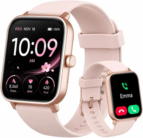 Quican Relojes inteligentes para mujer, compatibles con teléfonos iPhone y Android, llamadas, monitor de frecuencia cardíaca/sueño, Alexa, reloj de