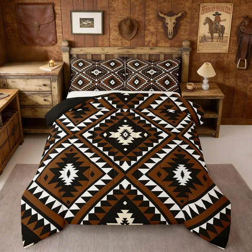 Miniatura 27 de Erosebridal - Juego de ropa de cama estilo tribal bohemio azteca, edredón con estampado étnico blanco y negro, bohemio, tamaño King, juego de Multi