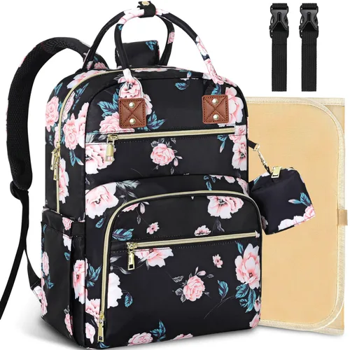 Miniatura 13 de Tenot Mochila para pañales de bebé, bolsas de pañales de viaje para niñas y niños, bolsa de bebé de gran capacidad, mochila para mujeres