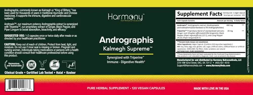 Miniatura 2 de Harmony Nutraceuticals Andrographis Supreme - Kalmegh - Suplemento herbario de grado clínico del Dr. Gumman para apoyo a la inmunidad - Máxima
