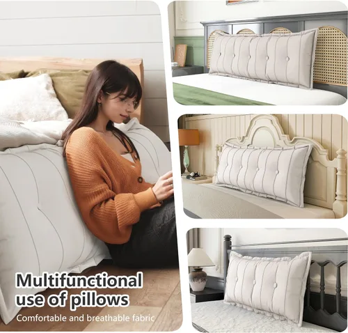 Miniatura 4 de Johnear Almohada para cabecero, almohadas de lectura grandes para sentarse en la cama para adultos, cojín para respaldo, almohada de apoyo