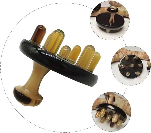 Miniatura 2 de EXCEART Peine de pelo natural de cuerno de buey Guasha raspado peine de masaje anti estático peine de dientes anchos para el cabello masajeador
