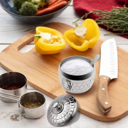 Miniatura 5 de Tazón de Acero Inoxidable para Azúcar, Frasco para Condimentos de Café, Recipiente para Especias, Olla para Condimentos con Tapa y Cuchara