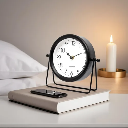 Reloj de escritorio pequeño – Reloj clásico vintage silencioso sin tictac con marco de metal envejecido, decoración decorativa de estante para