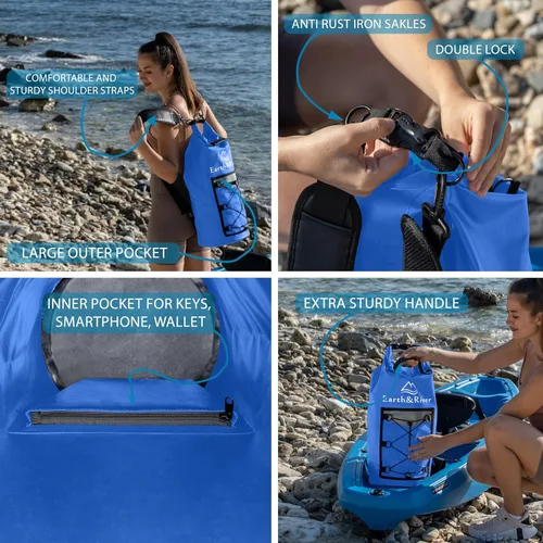 Miniatura 2 de EARTH&RIVER Mochila seca de alta calidad, extra gruesa, protección para todas las actividades acuáticas y campamentos, bolsa seca ligera flotante