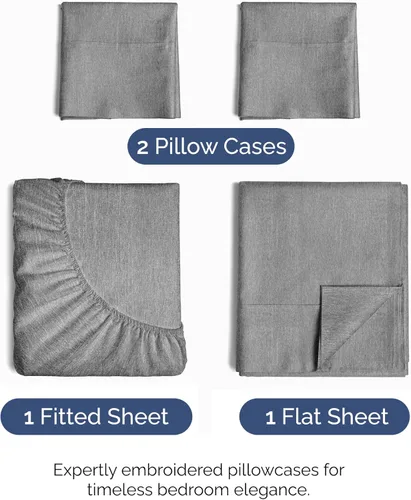 Miniatura 2 de Juego de sábanas de 4 piezas tamaño California King, cómodo, transpirable y refrescante, ropa de cama de lujo de hotel para mujeres, hombres, niños