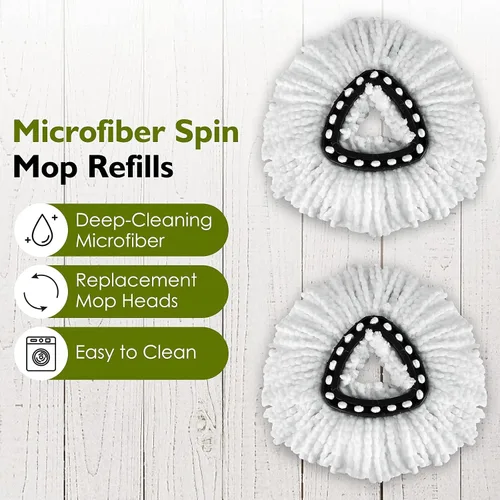 Miniatura 3 de EasyWring - Juego de 4 cabezales de repuesto para trapeador giratorio, microfibra, compatible con trapeador giratorio triangular, limpieza