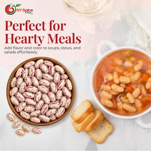 Miniatura 5 de NY Spice Shop Frijoles secos de arándano - Frijoles Borlotti secos de 1.5 libras - Frijoles romanos - Frijoles de arándano romano naturales