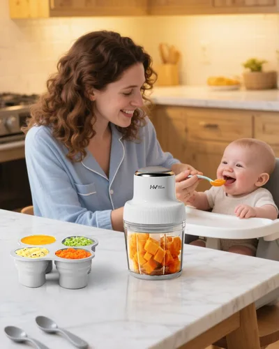Miniatura 6 de HEYVALUE - Fabricante de alimentos para bebés, juego de procesador de alimentos para bebés más grande para frutas, verduras y carne, licuadora