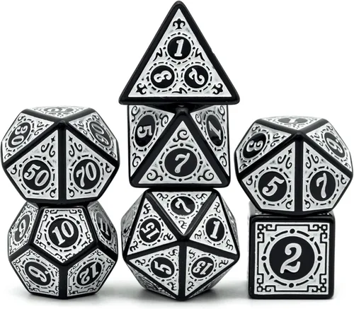 Miniatura 9 de 5 juegos de dados DND, juego de dados poliédricos (35 piezas) con bolsa de troquel de cuero, juego de troqueles D&D para juegos de mesa RPG