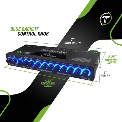 Miniatura 4 de Timpano ecualizador de 7 bandas TPT-EQ7 de 10V de alta tensión, control de línea de salida RCA de 6 canales y subwoofer y crossover de 1/2 din