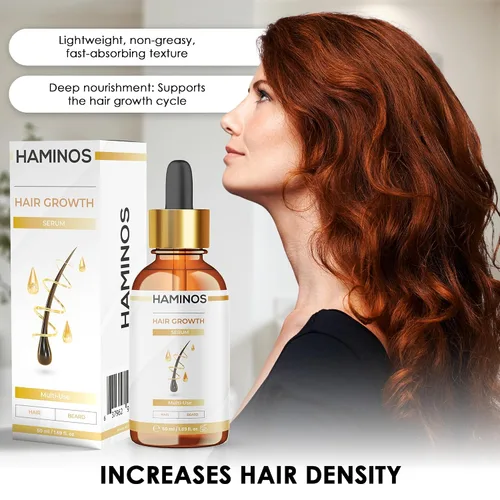 Miniatura 7 de HAMINOS Suero para el crecimiento del cabello con romero, ginseng, jengibre y péptidos, estimula y fortalece, anti pérdida de cabello