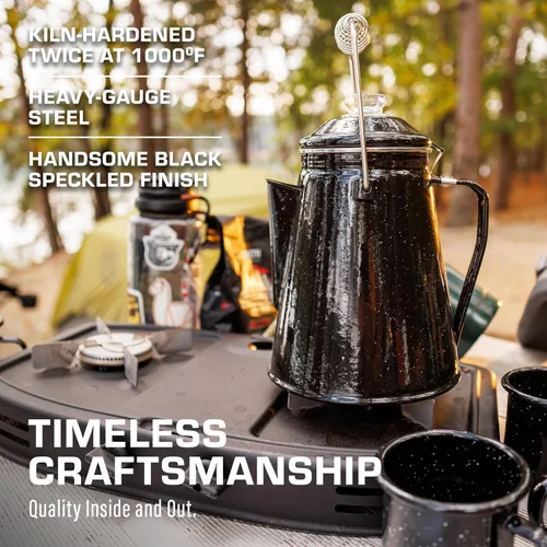 Miniatura 6 de COLETTI Juego Clásico de Cafetera Percoladora de Esmalte y Tazas — La Cafetera de Camping Más Nostálgica, Ahora Modernizada