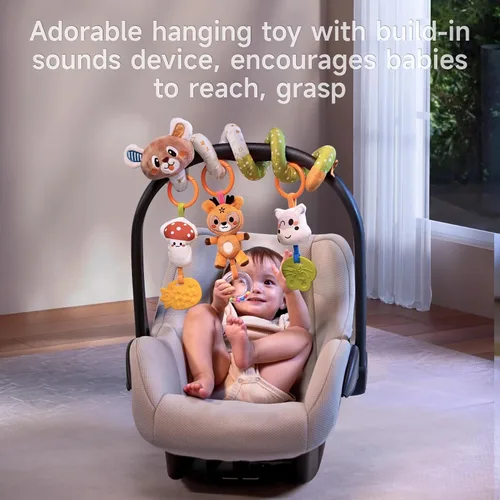 Miniatura 6 de TUMAMA - Arco de actividad para bebé con juguete en espiral de oso, clips ajustables y desmontables, juguetes sensoriales estimulantes colgantes