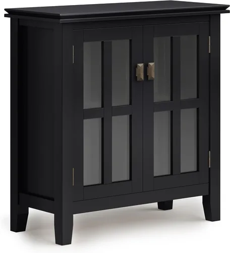 Miniatura 18 de SIMPLIHOME Armario de almacenamiento artesanal, gabinete de almacenamiento bajo de madera maciza de 30 pulgadas de ancho en marrón miel, gabinete