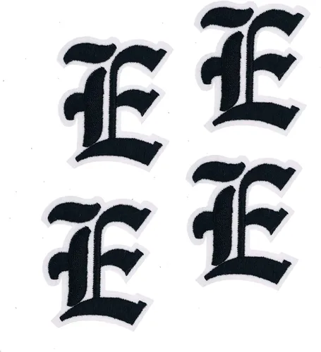 Miniatura 15 de Parches de letras góticas blancas en inglés antiguo termoadhesivas A-Z de 2" bordadas, transferencia térmica/cosidas, alfabeto vintage en fieltro