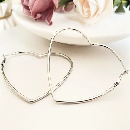 Miniatura 5 de Aretes de aro, joyería de moda, aretes de aro grandes geométricos con forma de corazón para mujer
