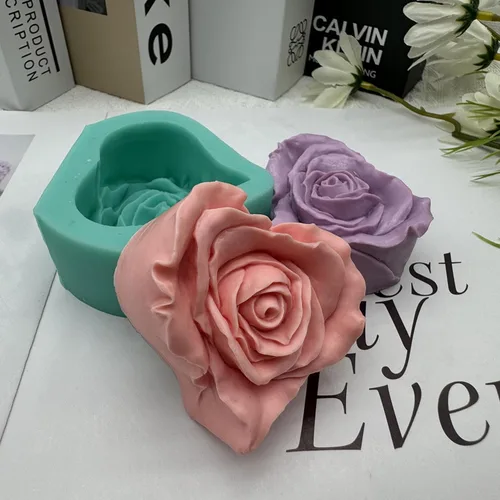 Miniatura 5 de Molde de jabón de rosas para bricolaje, moldes de silicona con forma de corazón y flor para velas de jabón, cera perfumada, mousse, pastel, Corazón