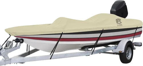 Miniatura 5 de Classic Accessories DryGuard - Cubierta impermeable beige para barco, 20' - 22' de largo x 106" de ancho, cubierta de barco remolque, modelo E, tela