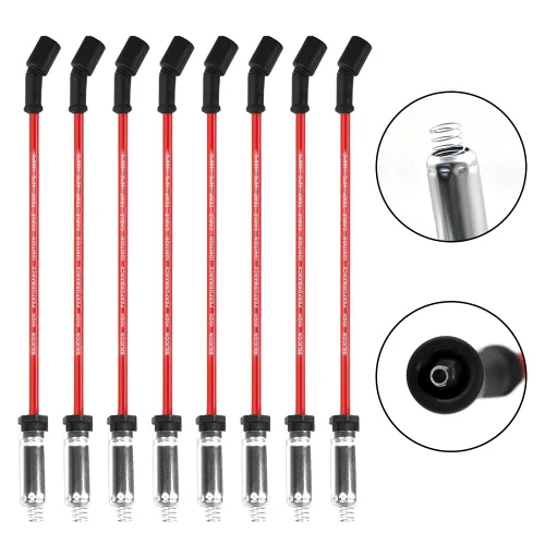 Miniatura 2 de Juego de 8 cables de bujía 41-962 para Chevy para 5.3 6.0L 6.2L, 9748HH 0.402 in cable de bujía rojo apto para Chevrolet Silverado GMC Sierra Hummer