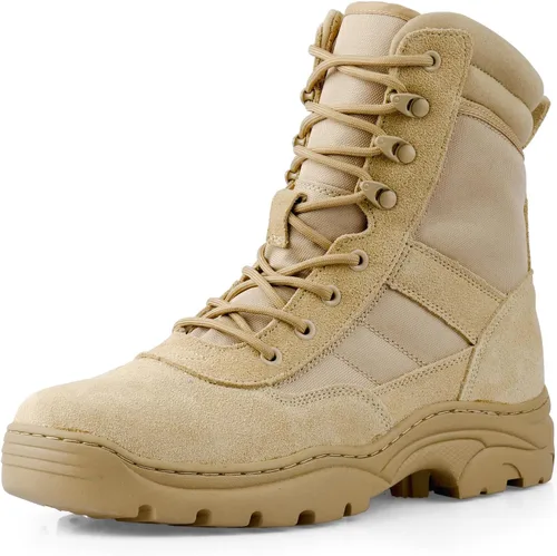 QUNLON Botas militares tácticas para hombre, con cremallera lateral, ligeras, 8 pulgadas, botas de motocicleta de combate militar para trabajo de