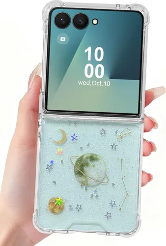 Miniatura 19 de Funda para Samsung Galaxy Z Flip 3 con purpurina, bonita funda transparente con diseño, brillante, reflectante, con destellos, cubierta de teléfono