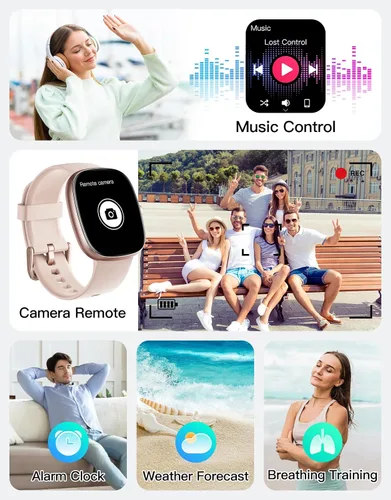 Miniatura 7 de Fitness Trackers for Men Women with Bluetooth Call 24/7 Heart Rate & Blood Oxygen Monitor Sleep Tracker, Steps/Calories Counter Rosa