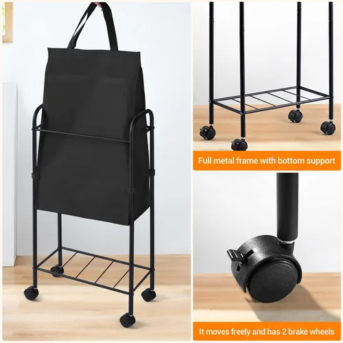 Miniatura 6 de ELYKEN Cesta de lavandería delgada con tapa, cesta de lavandería rodante pequeña de 50L con ruedas, carrito estrecho de 7.9" para ropa sucia