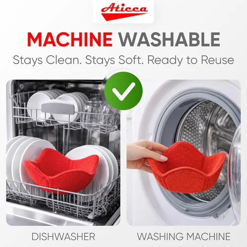 Miniatura 8 de Aticca Juego de 4 almohadillas calientes para tazas de caldo para microondas y platos calientes, multiusos, a prueba de calor Rojo