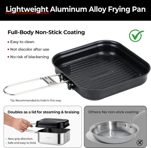 Miniatura 3 de Alocs Camping Cookware Set - Lightweight Camping Pots and Pans - Portable Outdoor Cookware with Kettle - Camping Cookware Mess Kit for 2