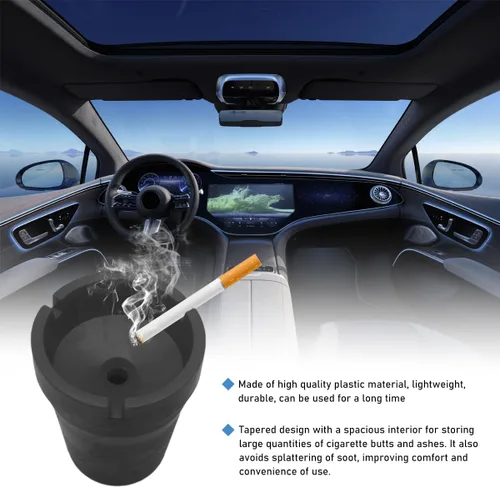 Miniatura 3 de Ohleats Cenicero de automóvil, sin humo, a prueba de olores, resistente al viento, autoextinguible, mini cubo de basura portátil para cigarrillos