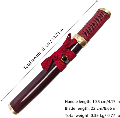 Miniatura 2 de Cuchillo de acero al manganeso 1065 hecho a mano con accesorios de cobre Rojo