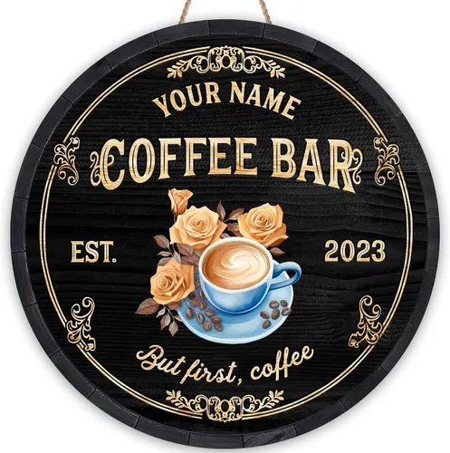 Miniatura 18 de Artsy Woodsy Letrero personalizado de madera para cafetería, placa de pared para decoración de cocina, regalos personalizados para amantes del café