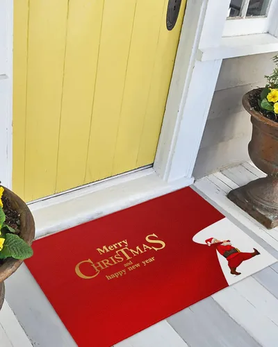 Miniatura 7 de Tapete para puerta delantera, antideslizante, absorbente, para puerta de entrada, para interiores y exteriores, tapete pequeño de Feliz Navidad
