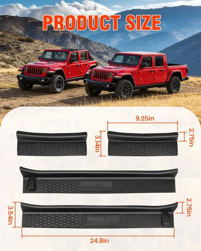 Miniatura 8 de Kit de protectores de umbral SUPAREE para JL Wrangler con logotipo 1941, protectores de entrada de puerta de goma negra para Jeep JLU JT 4 puertas