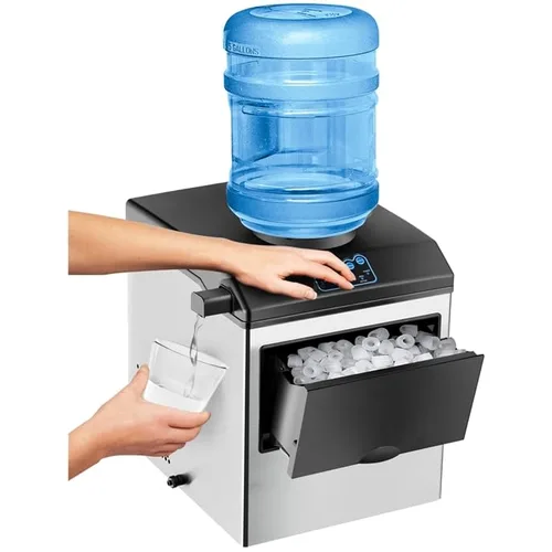 ARLIME - Máquina para hacer hielo con dispensador de agua, máquina de hielo de encimera 2 en 1 con canasta de almacenamiento de 5 libras, 2 formas