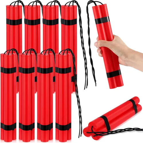 Miniatura 8 de Sratte 6 palos de dinamita falsos, accesorio de dinamita, palo TNT rojo, armas de juguete falsas realistas de plástico simulado, juguete de bomba