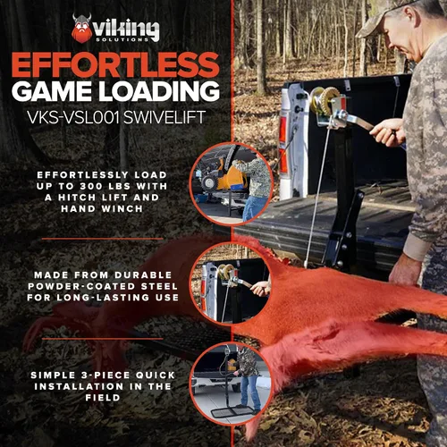 Miniatura 3 de Viking Solutions SwiveLift Durazno Ligero Plegable Fácil de Usar Portátil Sistema de Elevación Montado en Enganche para Juegos Grandes