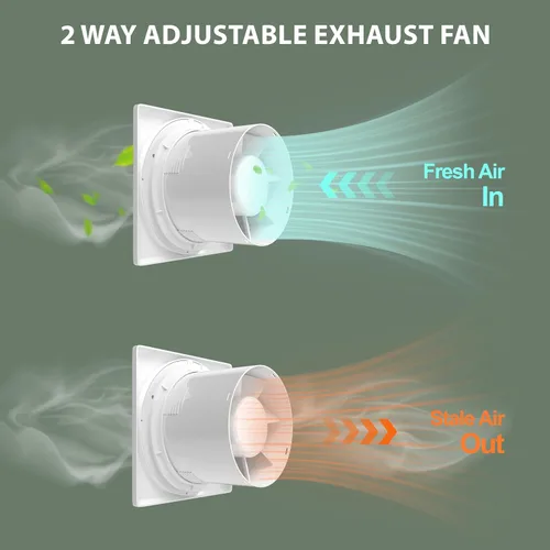 Miniatura 9 de Extractor de baño montado en la pared de 4 pulgadas con control remoto motor EC de bajo ruido, fácil instalación de vidrio/pared, velocidad