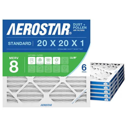 Miniatura 8 de Aerostar Filtro de aire MERV 8 de 20 x 20 x 1, 4 unidades, tamaño real (19.75 x 19.75 x 0.75), HVAC, aire acondicionado y filtro de horno que
