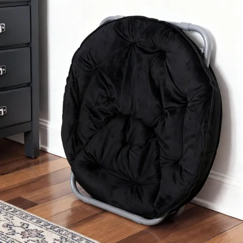 Miniatura 2 de SUPER DEAL Silla plegable con platillo, para adultos y niños, silla redonda portátil de piel sintética para sala de estar, dormitorio, apartamento