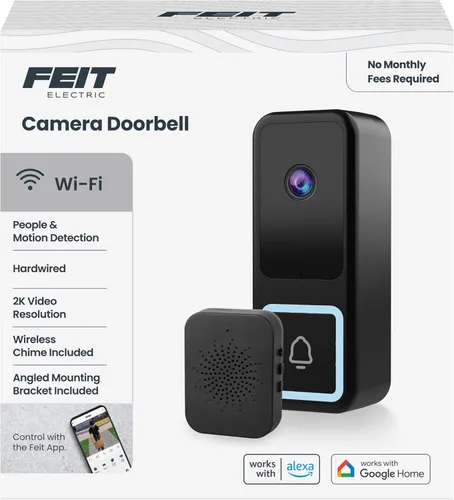 Miniatura 13 de Feit Electric Cámara de timbre inteligente, video HD 2K con cable, visión nocturna, detección de movimiento, audio bidireccional, compatible