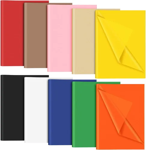 NEBURORA 120 hojas de papel de regalo de seda multicolor, 10 colores, papel de seda para arte a granel para regalos de cumpleaños, vacaciones,