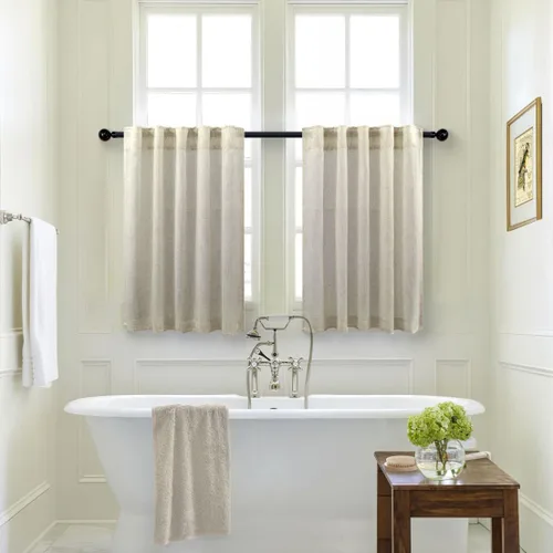 Miniatura 16 de Pitalk Cortinas de lino para café de 24 pulgadas de largo, con bolsillo trasero, plisadas, estilo bohemio, granja, cocina, cortinas para ventana