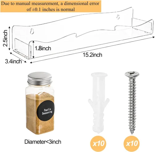 Miniatura 2 de Peohud Paquete de 4 estantes acrílicos para especias de montaje en pared, estantes flotantes de acrílico transparente de 15 pulgadas, organizador