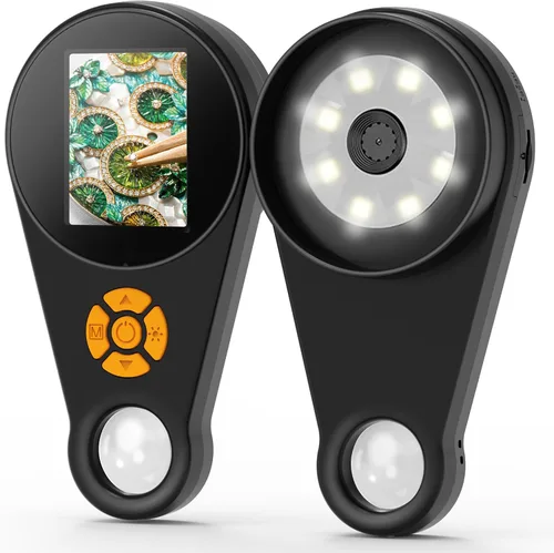 Lupa con microscopio digital de luz de mano 2.0 pulgadas IPS pantalla a color, lupa digital portátil 500x, microscopios Marco, 8 luces LED, USB