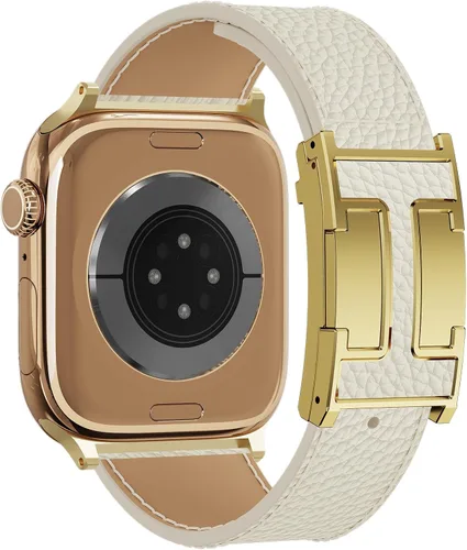 Correa de reloj magnética de cuero compatible con Apple Watch Ultra 49 mm, 46 mm, 45 mm, 44 mm, 42 mm, 41 mm, 40 mm, 38 mm, correa de repuesto de